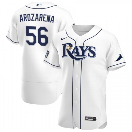 Tampa Bay Tampa Bay Rays #56 Randy Arozarena Men's White Home 2020 World Series Bound Authentic Player Jersey Men's