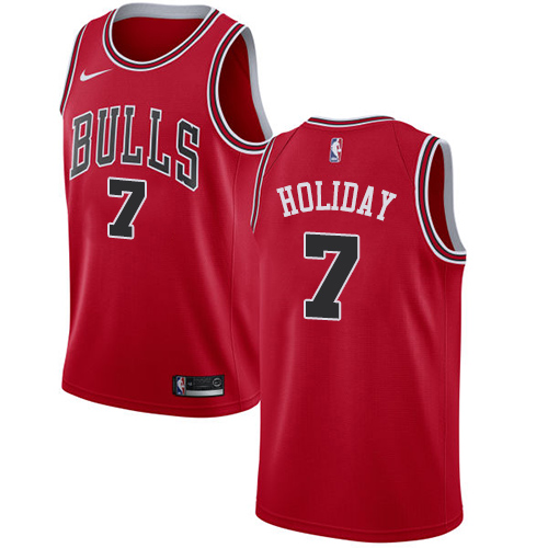 Chicago Bulls #7 Justin Holiday Red Swingman Icon Edition Jersey Mens
