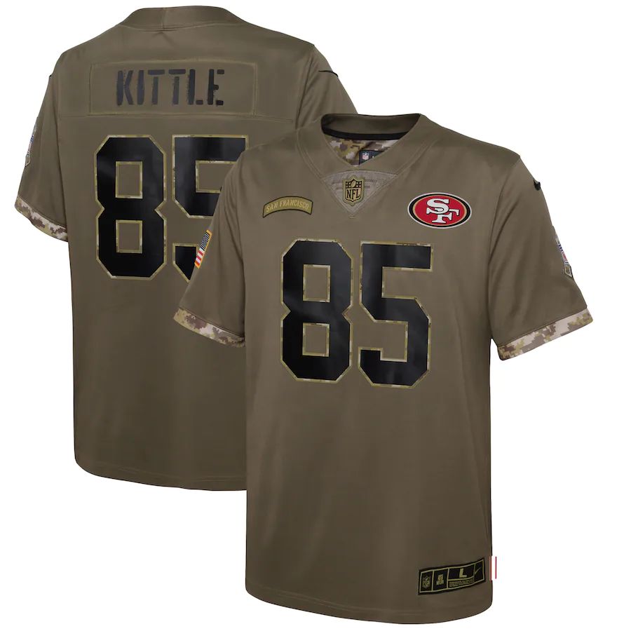San Francisco 49ers #85 George Kittle Youth 2022 Salute To Service Limited Jersey - Olive