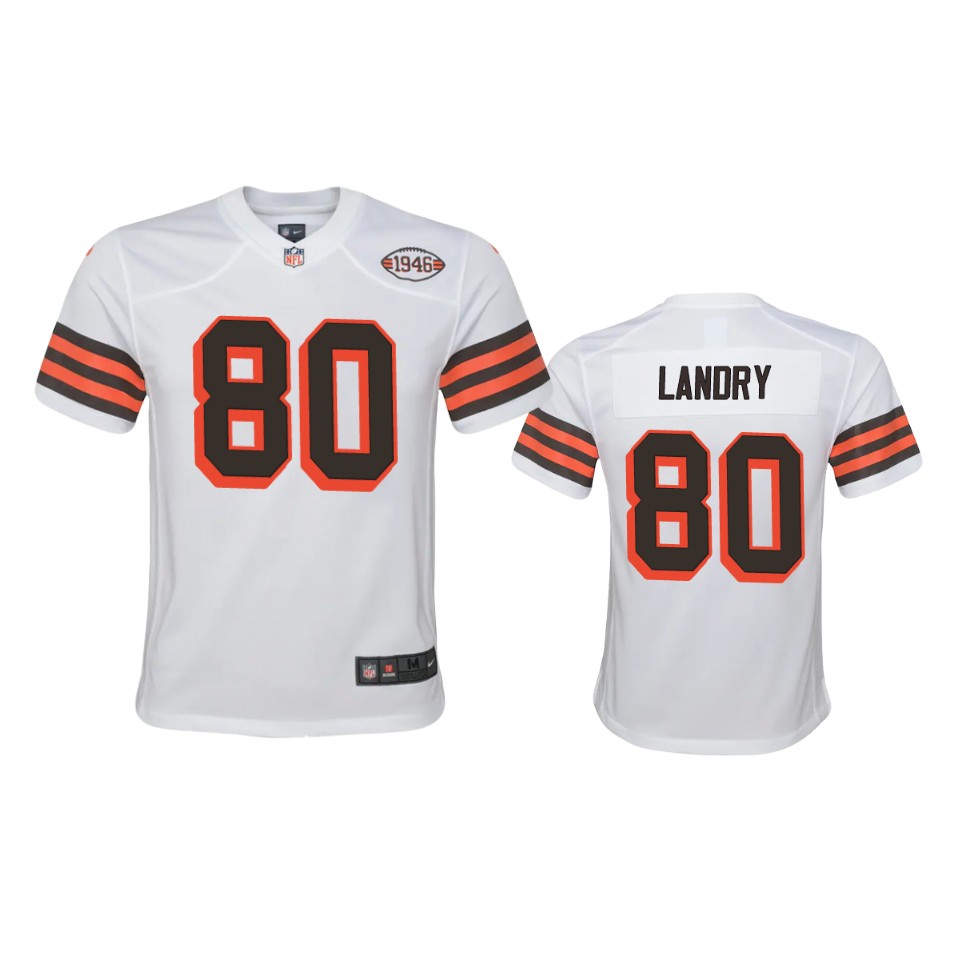 Youth Browns #80 Jarvis Landry 1946 Collection Alternate Game Limited Jersey - White