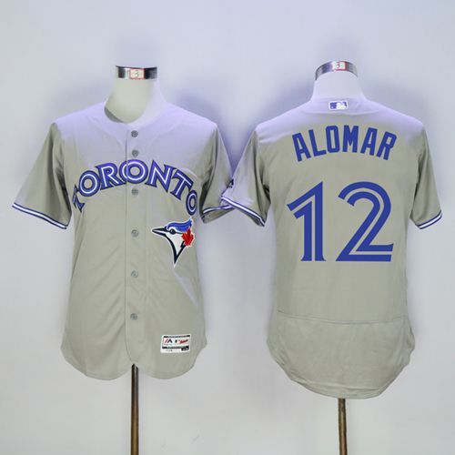 Toronto Blue Jays #12 Roberto Alomar Grey Flexbase Authentic Collection Stitched Jersey Men's