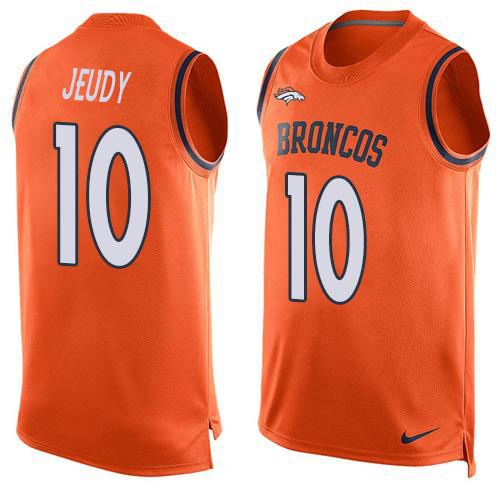 Broncos #10 Jerry Jeudy Orange Team Color Men's Stitched Limited Tank Top Jersey