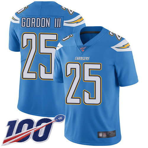 Los Angeles Chargers #25 Melvin Gordon III Electric Blue Alternate Men's Stitched 100th Season Vapor Limited Jersey Men's