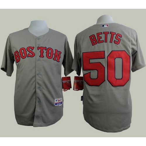 Boston Red Sox #50 Mookie Betts Grey Cool Base Stitched Jersey Men's