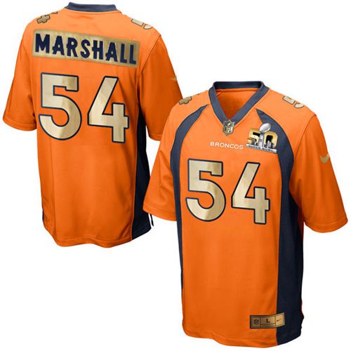 Denver Broncos #54 Brandon Marshall Orange Team Color Men's Stitched Game Super Bowl 50 Collection Jersey Men's