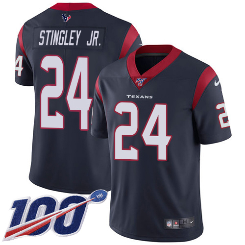 Texans #24 Derek Stingley Jr. Navy Blue Team Color Youth Stitched 100th Season Vapor Untouchable Limited Jersey