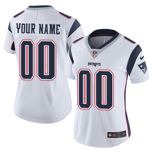 New England Patriots Customized White Stitched Vapor Untouchable Limited Women's Jersey