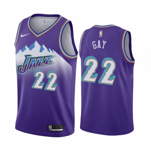 Utah Jazz #22 Rudy Gay Purple 2019-20 Hardwood Classic Edition Stitched Jersey Mens