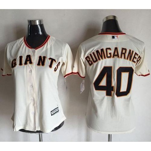 San Francisco Giants #40 Madison Bumgarner Cream Women's Home Stitched Jersey Womens