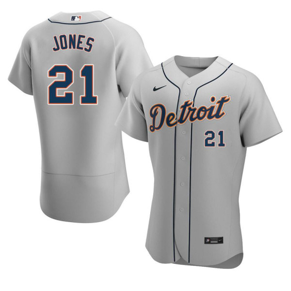 Men's Detroit Tigers 21 Authentic 2020 Gray Road Jacoby Jones Jersey