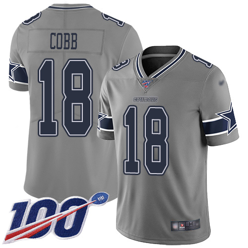 Dallas Cowboys #18 Randall Cobb Gray Men's Stitched Limited Inverted Legend 100th Season Jersey Men's