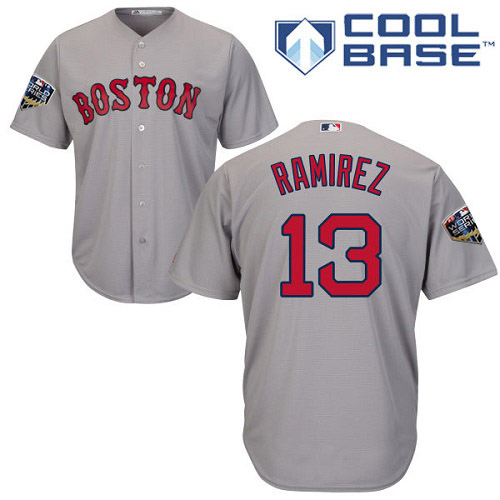 Boston Red Sox #13 Hanley Ramirez Grey Cool Base 2018 World Series Stitched Youth Jersey Youth