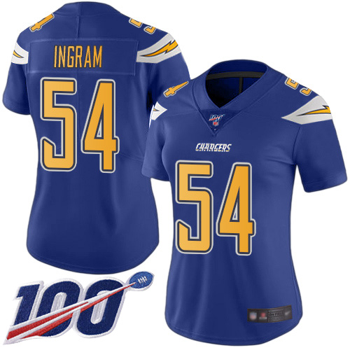 Los Angeles Chargers #54 Melvin Ingram Electric Blue Women's Stitched Limited Rush 100th Season Jersey Womens