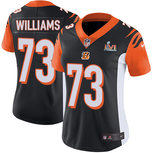 Cincinnati Bengals #73 Jonah Williams Black Team Color Super Bowl LVI Patch Women's Stitched Vapor Untouchable Limited Jersey Womens