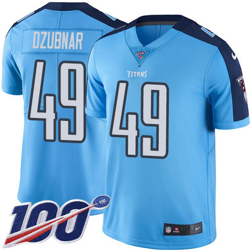 Tennessee Titans #49 Nick Dzubnar Light Blue Men's Stitched Limited Rush 100th Season Jersey Men's