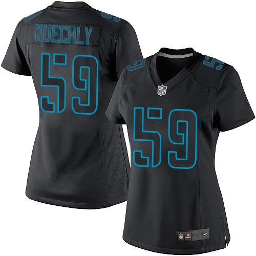Carolina Panthers #59 Luke Kuechly Black Impact Women's Stitched Limited Jersey Womens