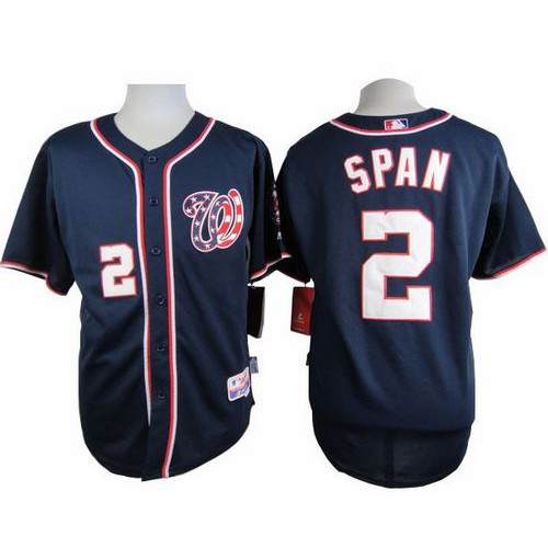 Washington Nationals #2 Denard Span Navy Blue Cool Base Stitched Jersey Men's