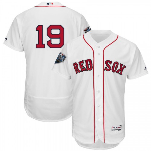 Boston Boston Red Sox #19 Jackie Bradley Jr. Majestic 2018 World Series Flex Base Player Jersey White Men's
