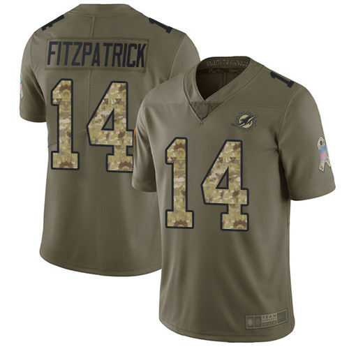 Miami Dolphins #14 Ryan Fitzpatrick Olive/Camo Men's Stitched Limited 2017 Salute To Service Jersey Men's