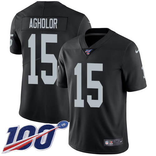 Las Vegas Raiders #15 Nelson Agholor Black Team Color Youth Stitched 100th Season Vapor Untouchable Limited Jersey Youth
