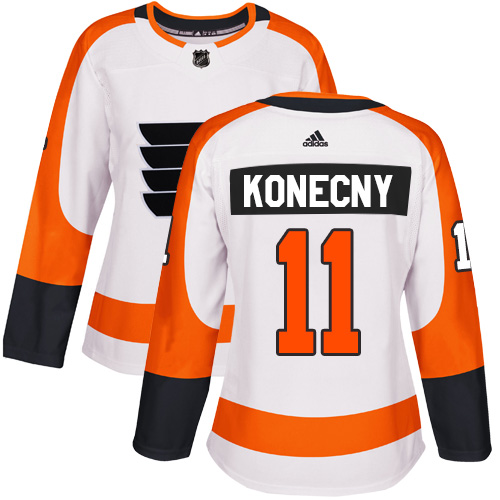 Adidas Philadelphia Flyers #11 Travis Konecny White Road Authentic Women's Stitched Jersey Womens