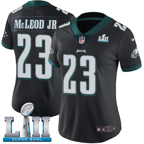Philadelphia Eagles #23 Rodney McLeod Jr Black Alternate Super Bowl LII Women's Stitched Vapor Untouchable Limited Jersey Womens