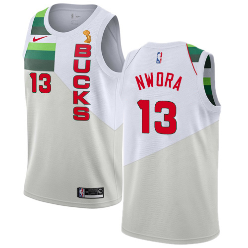 Milwaukee Bucks #13 Jordan Nwora Youth 2021 Finals Champions Swingman Earned Edition Jersey White Youth