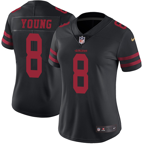49ers #8 Steve Young Black Alternate Women's Stitched Vapor Untouchable Limited Jersey