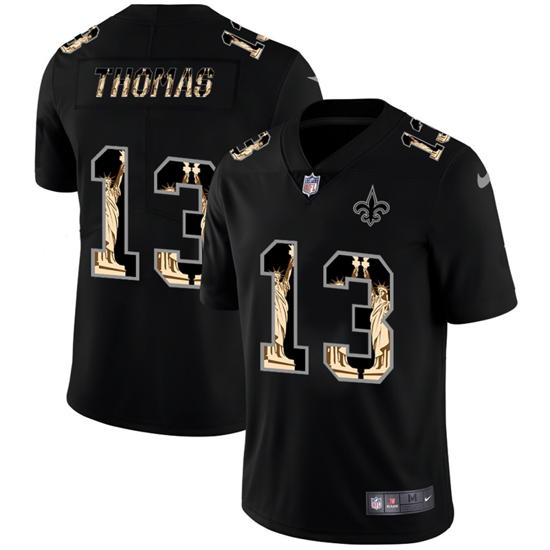 New Orleans Saints #13 Michael Thomas Carbon Black Vapor Statue Of Liberty Limited Jersey