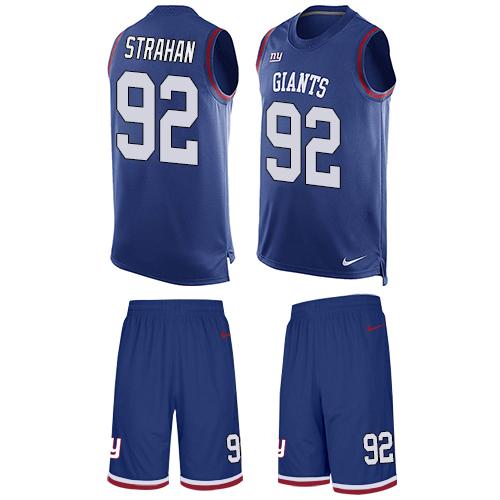 Giants #92 Michael Strahan Royal Blue Team Color Men's Stitched Limited Tank Top Suit Jersey