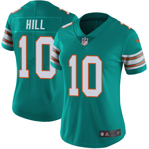 Dolphins #10 Tyreek Hill Aqua Green Alternate Women's Stitched Vapor Untouchable Limited Jersey