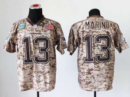 Dolphins #13 Dan Marino Camo Men's Stitched New Elite USMC Jersey