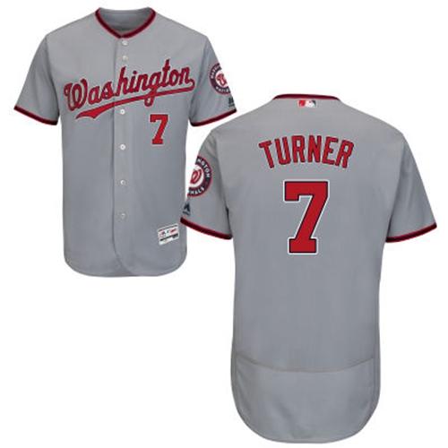Washington Nationals #7 Trea Turner Grey Flexbase Authentic Collection Stitched Jersey Men's