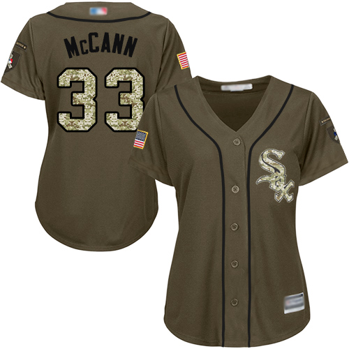 Chicago White Sox #33 James McCann Green Salute to Service Women's Stitched Jersey Womens