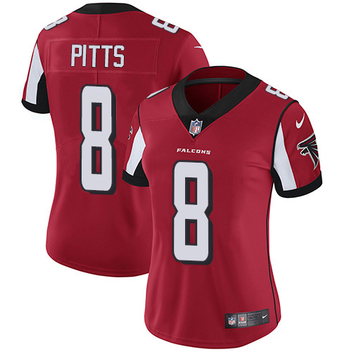 Falcons #8 Kyle Pitts Red Team Color Women's Stitched Vapor Untouchable Limited Jersey