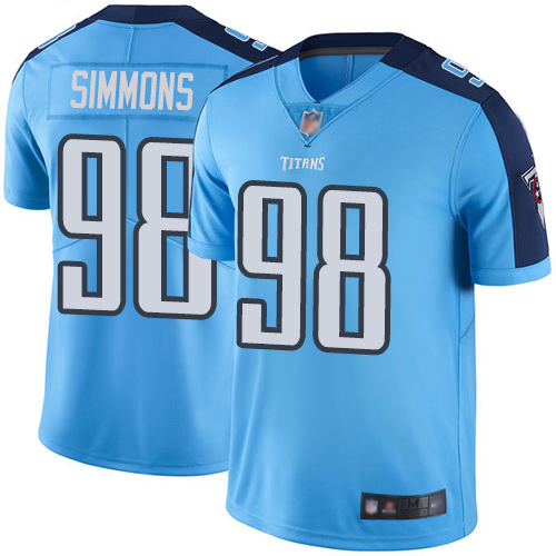 Titans #98 Jeffery Simmons Light Blue Men's Stitched Limited Rush Jersey