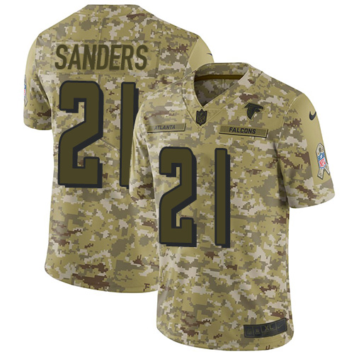 Atlanta Falcons #21 Deion Sanders Camo Men's Stitched Limited 2018 Salute To Service Jersey Men's