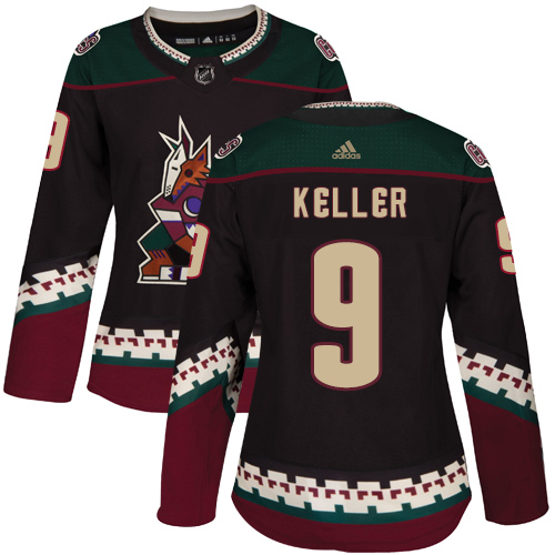 Adidas Arizona Coyotes #9 Clayton Keller Black Alternate Authentic Women's Stitched Jersey Womens