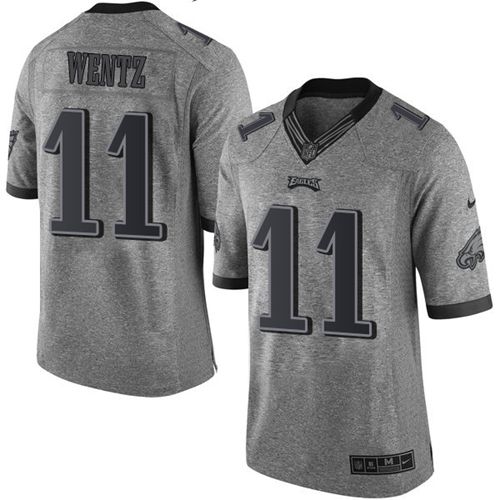 Philadelphia Eagles #11 Carson Wentz Gray Men's Stitched Limited Gridiron Gray Jersey Men's
