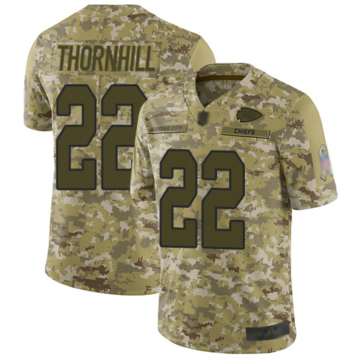 Kansas City Chiefs #22 Juan Thornhill Camo Youth Stitched Limited 2018 Salute to Service Jersey Youth
