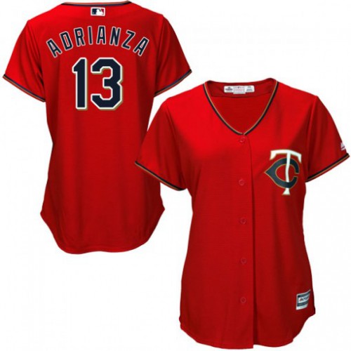Minnesota Twins #13 Ehire Adrianza Red Alternate Women's Stitched Jersey Womens
