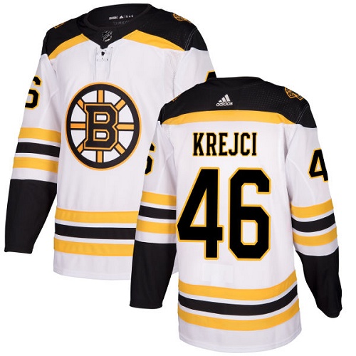 Adidas Boston Bruins #46 David Krejci White Road Authentic Stitched Jersey Men's