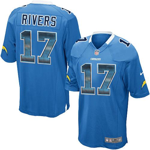 Los Angeles Chargers #17 Philip Rivers Electric Blue Alternate Men's Stitched Limited Strobe Jersey Men's
