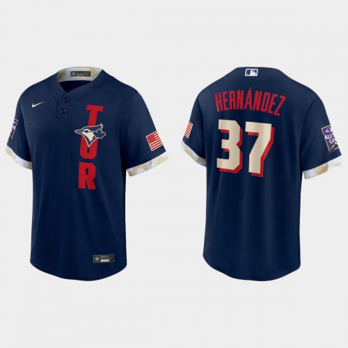 Toronto Toronto Blue Jays #37 Teoscar Hernandez 2021 All Star Game Fan's Version Navy Jersey Men's