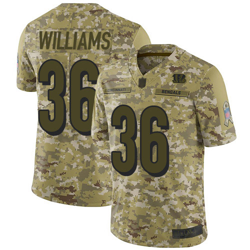 Cincinnati Bengals #36 Shawn Williams Camo Men's Stitched Limited 2018 Salute To Service Jersey Men's