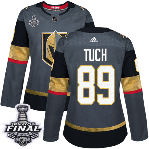 Adidas Golden Vegas Golden Knights #89 Alex Tuch Grey Home Authentic 2018 Stanley Cup Final Women's Stitched Jersey Womens