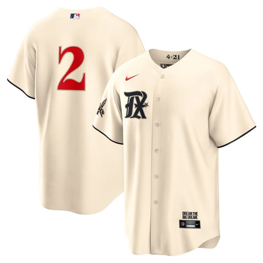 Men's Youth Women's Texas Rangers #2 Marcus Semien Cream 2023 City Connect Replica Player Jersey