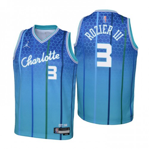 Charlotte Charlotte Hornets #3 Terry Rozier III Youth Blue 2021/22 Swingman Jersey - City Edition Youth