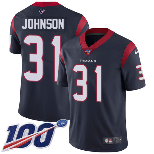 Houston Texans #31 David Johnson Navy Blue Team Color Men's Stitched 100th Season Vapor Untouchable Limited Jersey Men's