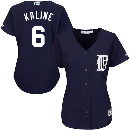 Detroit Tigers #6 Al Kaline Navy Blue Alternate Women's Stitched Jersey Womens